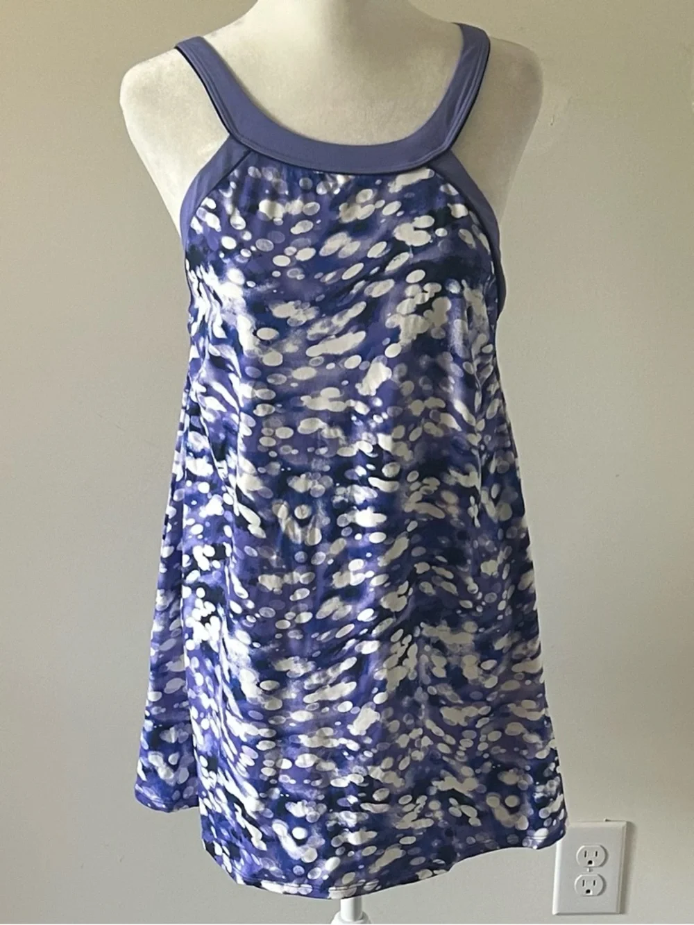 New Lands' End Regular High Neck Swim Dress Brush Tie Dye size 6